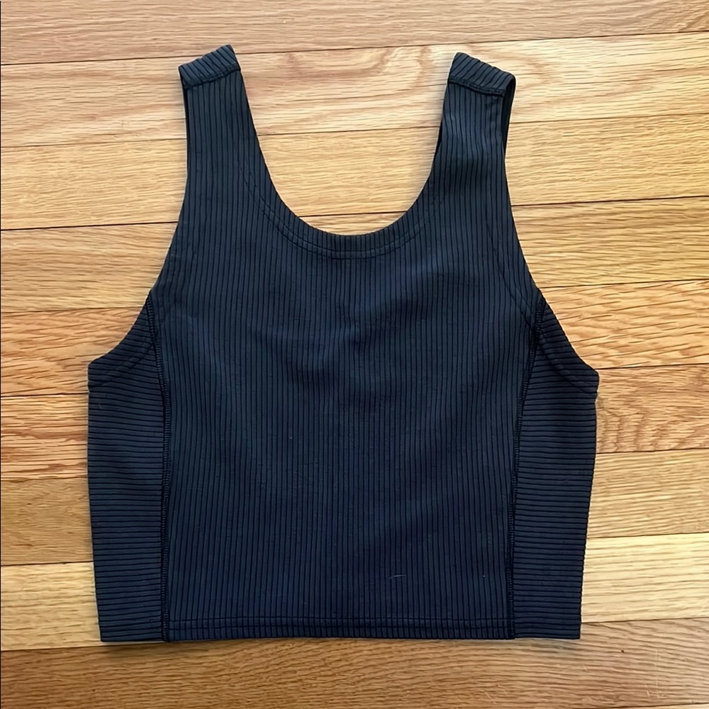 Lululemon black ribbed softstreme cropped top